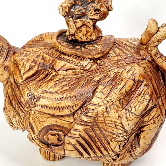 OOAK Elephant Teapot hand made slab built pottery - Picture 5 of 9